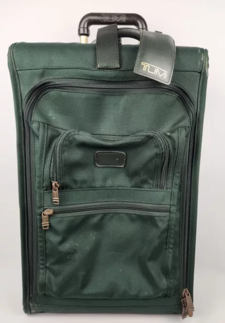 TUMI Green Ballistic Nylon Carry On 2 Wheel Rolling Luggage Vintage READ
