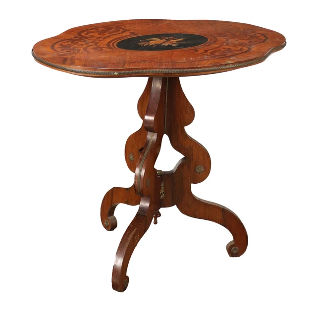 Tavolino Antico a Biscotto Italia '900 - Bois de Rose Legno Ebanizzato Bronzo