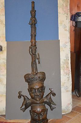 Very Large (130 cm) Mid 20th Century African Benin Bronze Ceremonial Pipe, c1950