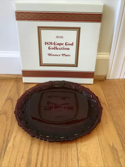 AVON RUBY RED CAPE COD 1876 COLLECTION 10 1/2" DINNER PLATE in Original BOX