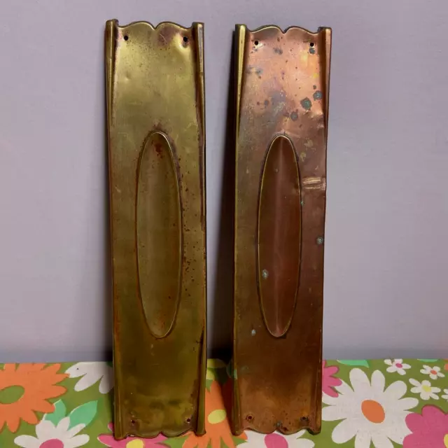 Vintage Finger Plates Pair Arts and Crafts Brass Copper