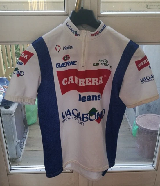 Maillot Cycliste Vintage Carrera Vagabond - Années 1990 - Taille L - Blanc - Homme - Style Chiappucci