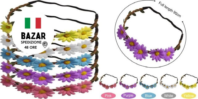 5 fasce per capelli floreali, corone di margherite, fiori...