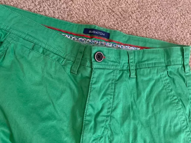 Bugatchi Men's  Pants Stretchy Cotton Blend  Pockets Green 32x32