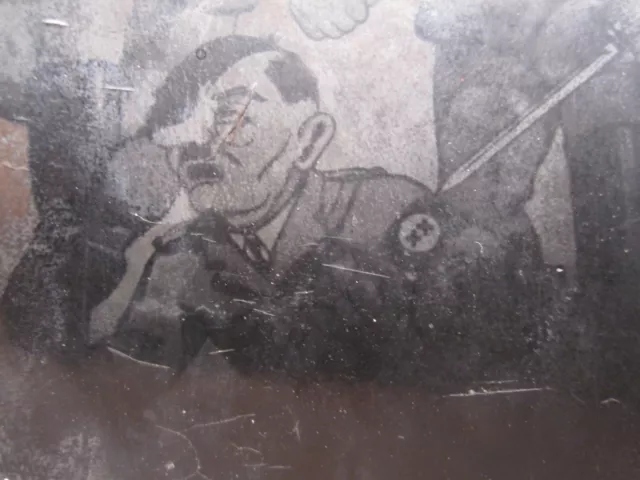 Vintage Ww2 German Nazi Pow Hitler Painting Caricature Xx Sword Rifle Rare Photo