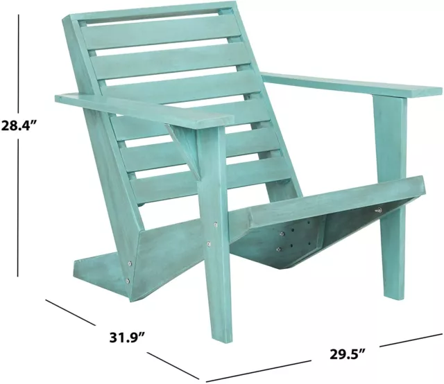 Brand New Safavieh Outdoor Collection Lanty Oriental Blue Adirondack Chair FLI22 2