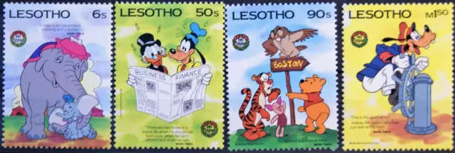 LESOTHO 1985 546-49 Disney Cartoons Weihnachten Christmas 150th Bday Mark Twain