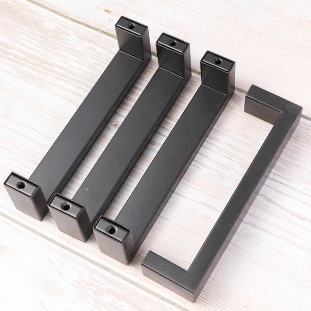 5 Pcs Matte Black Door Handles Furniture Square Cabinet Knobs