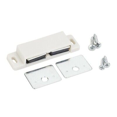 White Magnetic Door Catch Double Magnet Cabinet Latch Furniture Closet + Strike