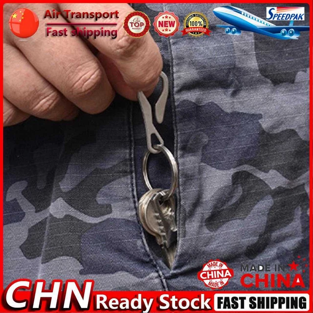 Portable EDC Tools Stainless Steel Pocket Car Key Hanging Buckle Clip w/Keychain