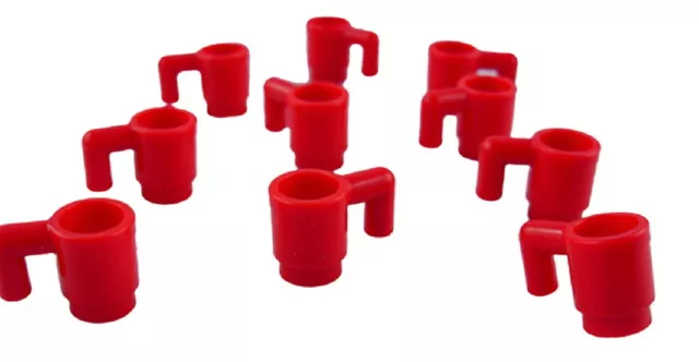 Lego 10 Stück rote Tassen Becher (3899) roteTasse mit Henkel City Basics Neu
