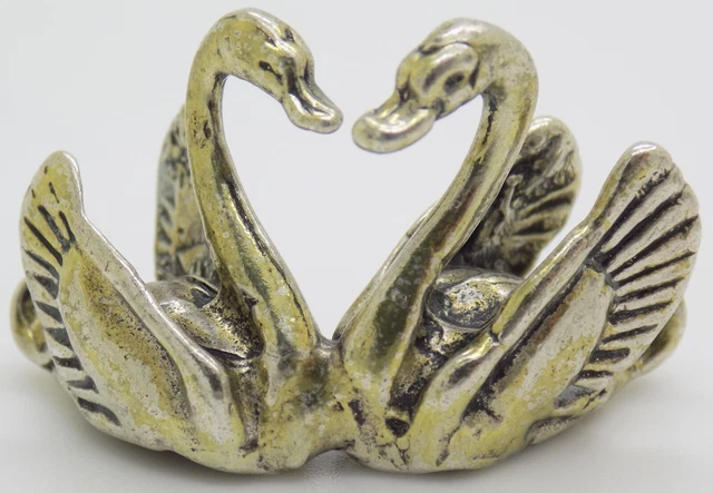 Vintage IN Argento Massiccio Italiano Fatto Casa Delle Bambole Cigni IN Statuina