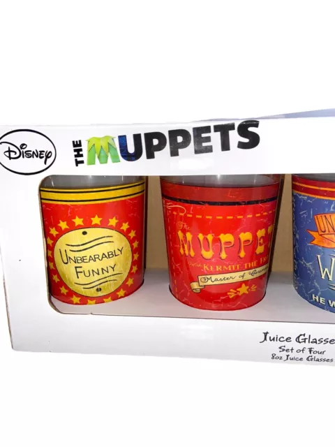 The Muppets Disney Set Of 4 8oz Juice Glasses Kermit Fozzie Miss Piggy Animal 3