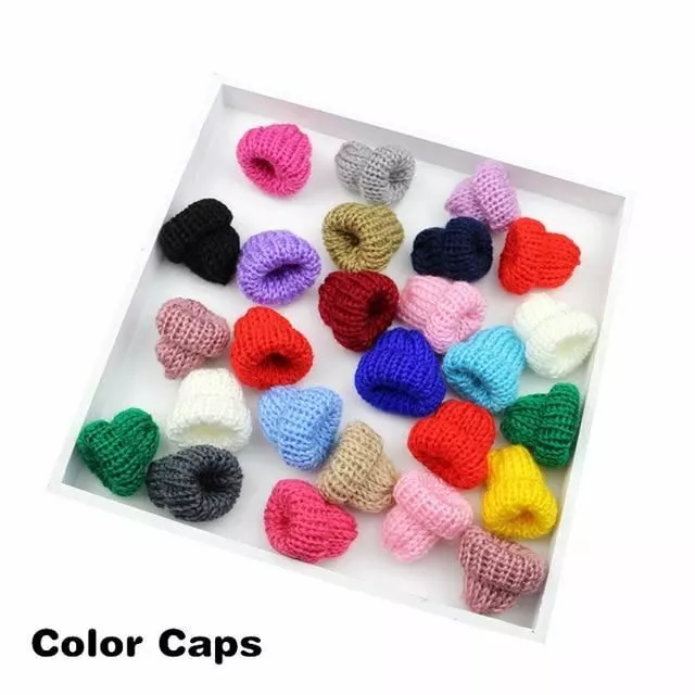 10Pcs Mignon Tricot Mini Chapeaux Artisanat Tête Vêtement Poupée Jouets Déco 3