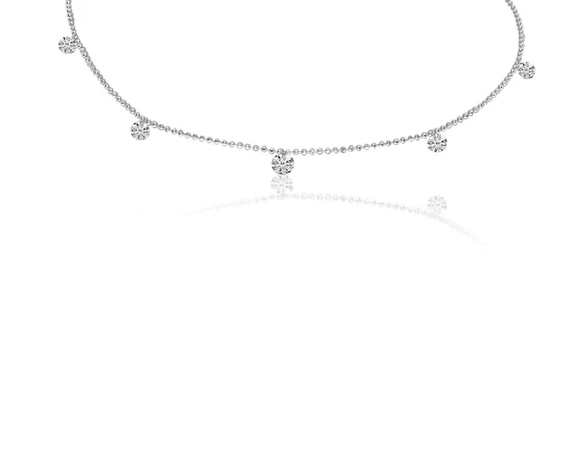 14K White Gold 0.55 Diamond By The Yard Necklace with 18" Chain
