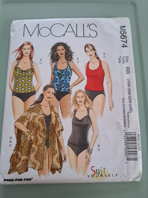 Mccalls 5674   Sewing Pattern Ladies  Tankinis Swimwear  18-24