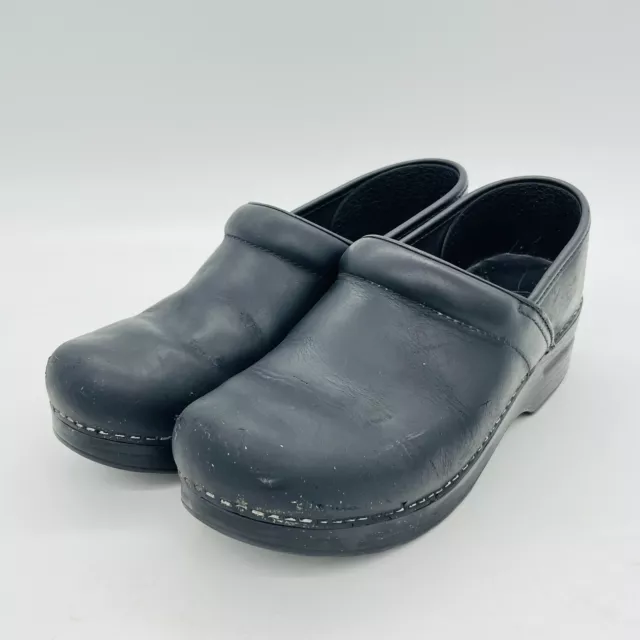 Dansko Professional Clogs Shoes Womens Size 39 US 8.5 - 9 Black Leather Slip On