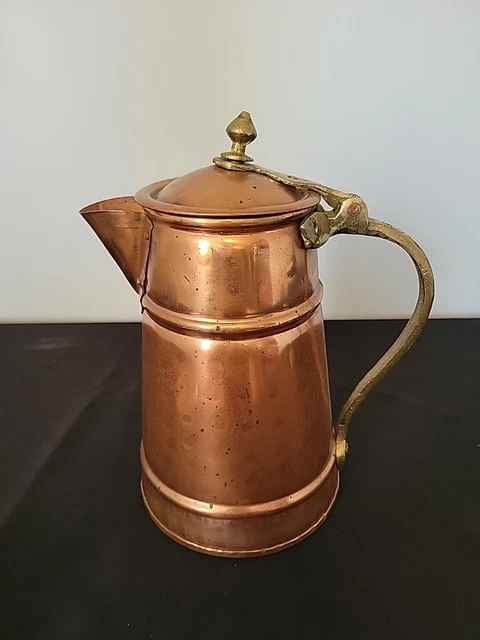 Copper Picher For Coffee Or Tea Antique Handle Copper Pitcher Jug 11" high