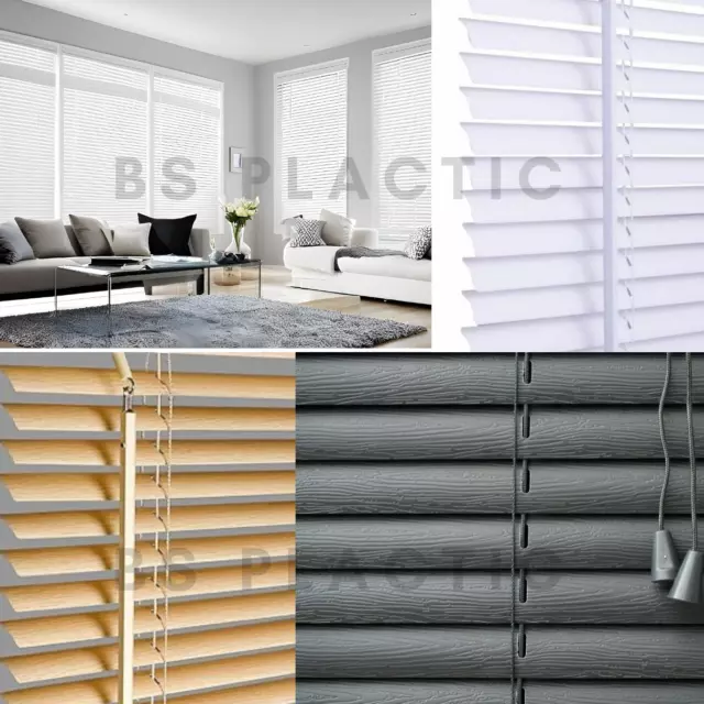 PVC Venetian Blinds/Wood Grain  window Blind Embossed Blinds in Black White Grey