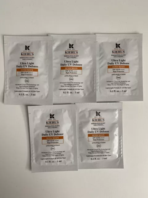 Kiehl’s Ultra Light Daily UV Defense Sunscreen SPF 50 5 x 3ml Free Postage