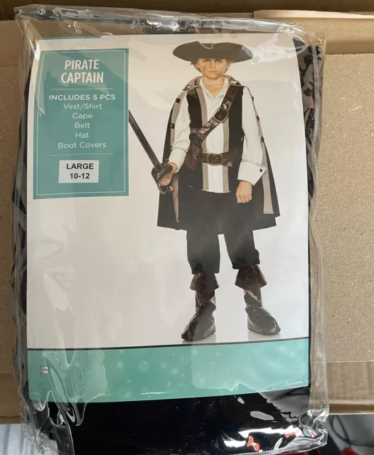 Pirate Captain Costume for Boys LARGE 10-12 NEW