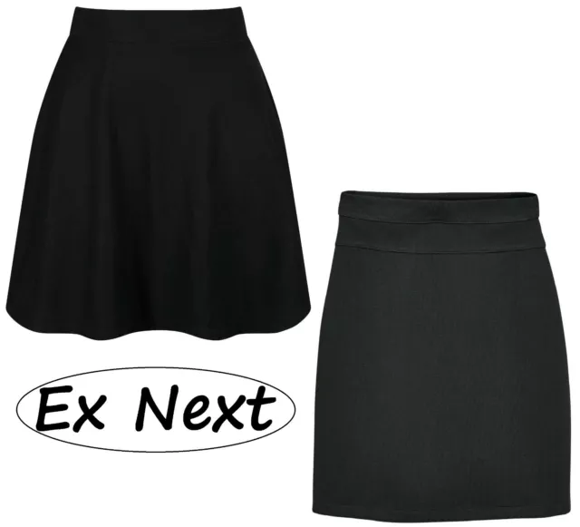 Girls School Skirts Ex Uk Store Pencil / Flared Skirt Black 4-16Y Uniform New