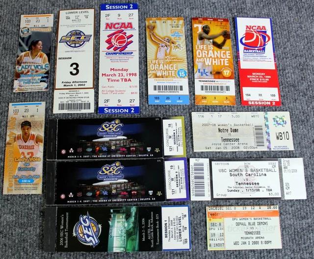 Tennessee Lady VOLS Tickets Stubs Pat Summitt SEC Tournament - Lot of 13
