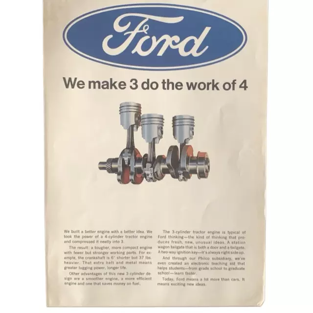 Vintage 1966 Ford We Make 3 Do The Work Of 4 Ad Advertisement