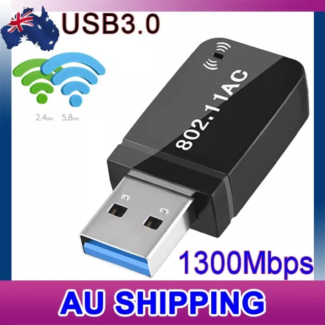 USB 3.0 AC1300  Dual Band WiFi Wireless Adapter 802.11ac Dongle PC Laptop 5GHz