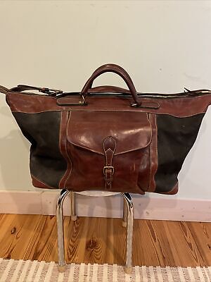 Vintage Eddie Bauer Canvas and Leather Duffle Bag By Mulholland Brothers READ