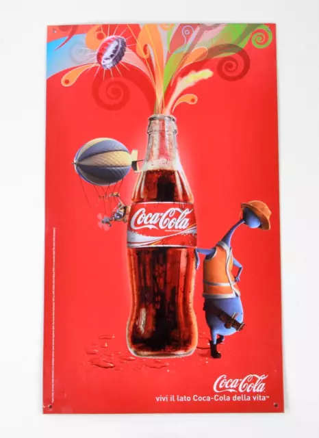 Coca Cola Poster Metallo Targa in Latta Campagna Pubblicitaria da Collezione