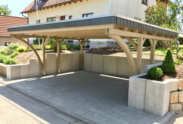 Carport Doppelcarport 6x5m Schneelast 85 o. 125 kg/m² o. Solar Holz Kiefer kdi