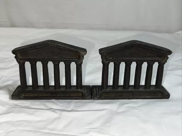 Vintage Pair of Cast Iron Greek Roman Temple Parthenon Columns Book Ends