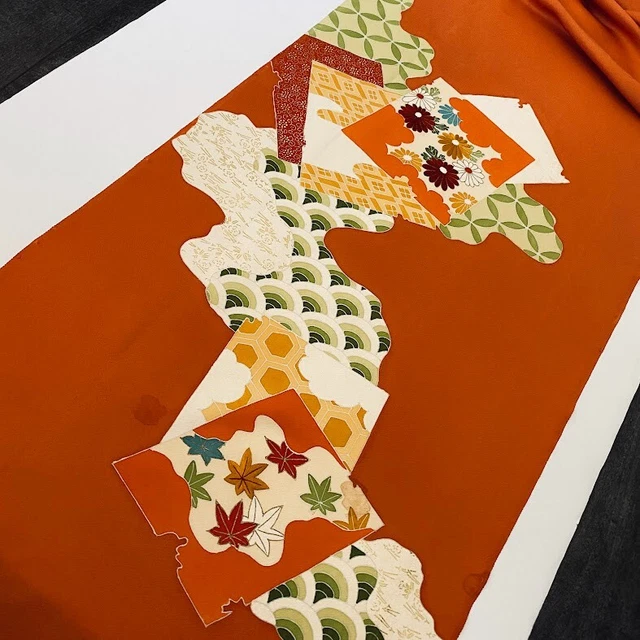 Sunrise #B4 14x66 LONG Embroidered Hand Painted IRO Tomesode Kimono Silk ToE11