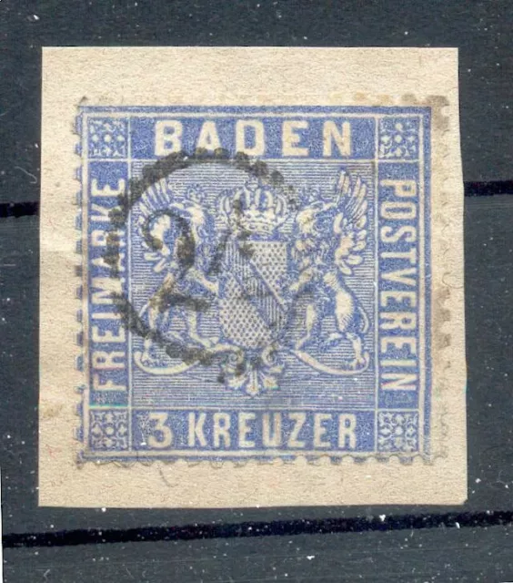 Baden 10 UHRRADSTEMPEL 24 gest. Luxusbriefstück (G7543