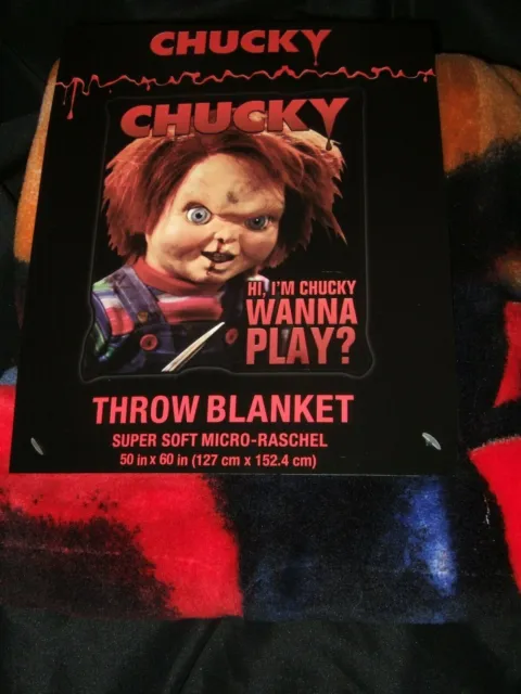 Hi I'm Chucky Wanna Play Childs Play Evil Killer Movie Fleece Throw Blanket New