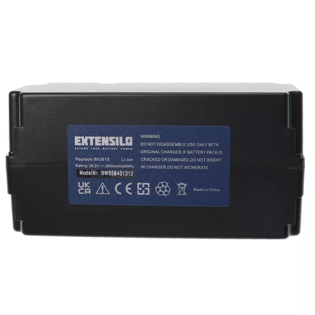 Batterie 2500mAh pour Yard Force SA900, MR600, SA1000, SA1500