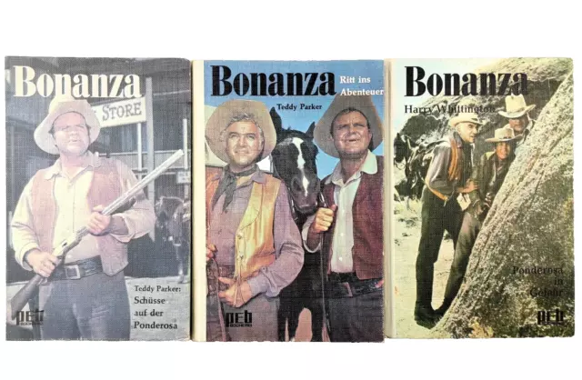 🤠  3x Abenteuer mit Bonanza - Western Bücherpaket Sammlung - vintage
