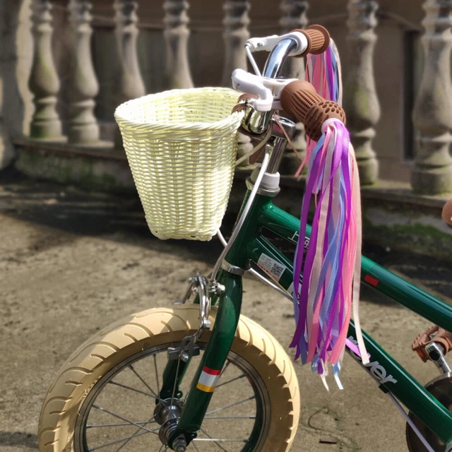 4 teile/satz Rattan Fahrrad Korb + Glocke + Quaste + Aufkleber Lagerung Korb (We