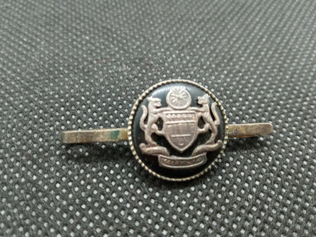 Pince à Cravate Vintage En Argent Et émail Noir - Motif éléphant - Ancienne - Occasion