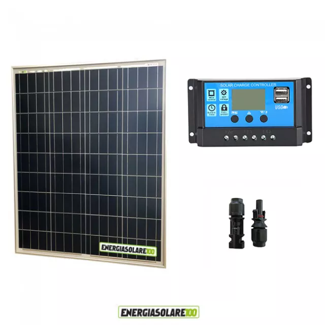 Kit placa panel solar 80W 12V Regulador de carga PWM 10A NV caravana
