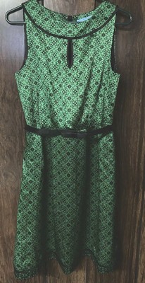 Antonio Melani Green/Black Sleeveless Size 6 Dress Preowned