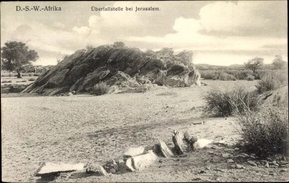 Ak Jerusalem Deutsch Südwest Afrika Namibia, Überfallstelle - 3672148