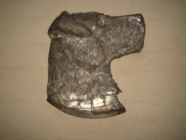 Altes Bronze-Hunde-Relief,Riesenschnauzer versilbert und signiert/gestempelt