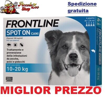 Frontline spot-on cani 4 pipette antiparassitario per cane 10-20kg NEW