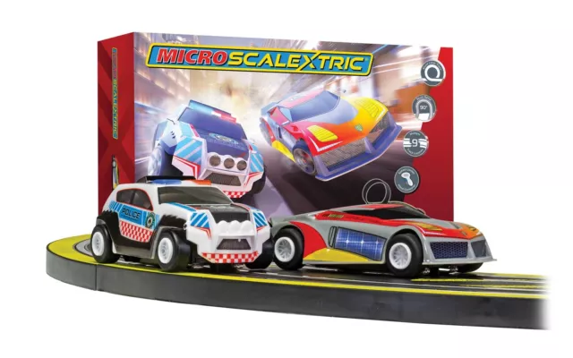 Micro Scalextric Law Enforcer Mains Powered Race Set 1:64 Scale 4.08m track