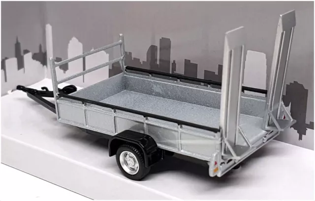 Cararama 1/43 Scale 4-92310 - Single Axle Car Trailer - Silver 2