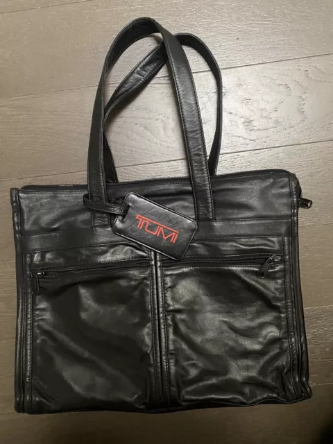 Vintage TUMI Black Leather Business Laptop Bag Briefcase Messenger Colombia