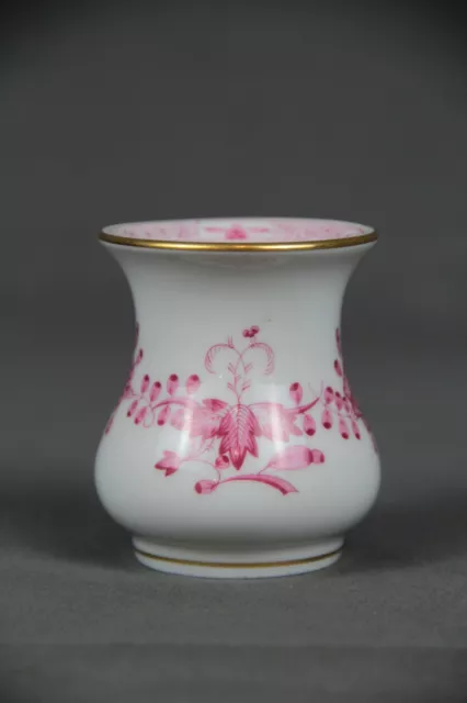 Meissen Porzellan kleine Vase Goldrand Blumen floral Dekor 3. Wahl 5 cm