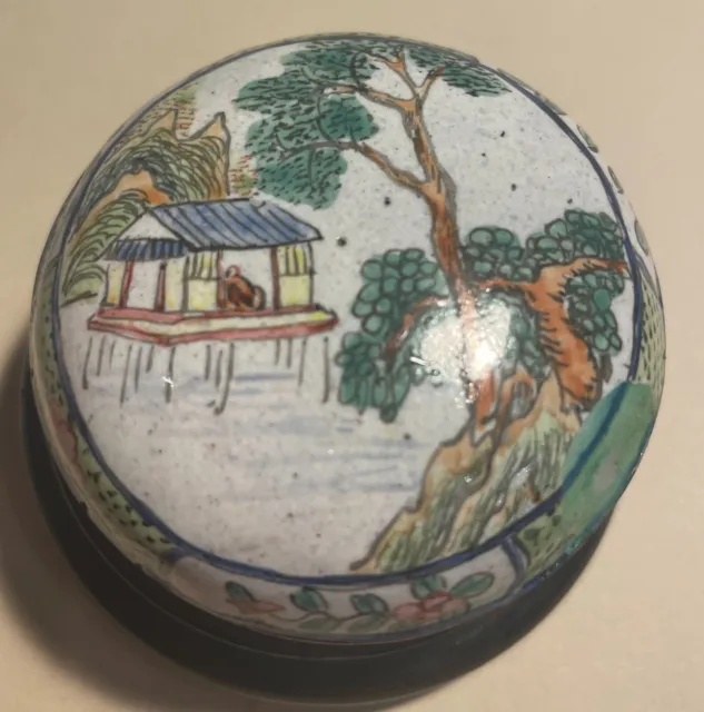 Antique Chinese Enamel Trinket Box QING Dynasty Qinalong Marked
